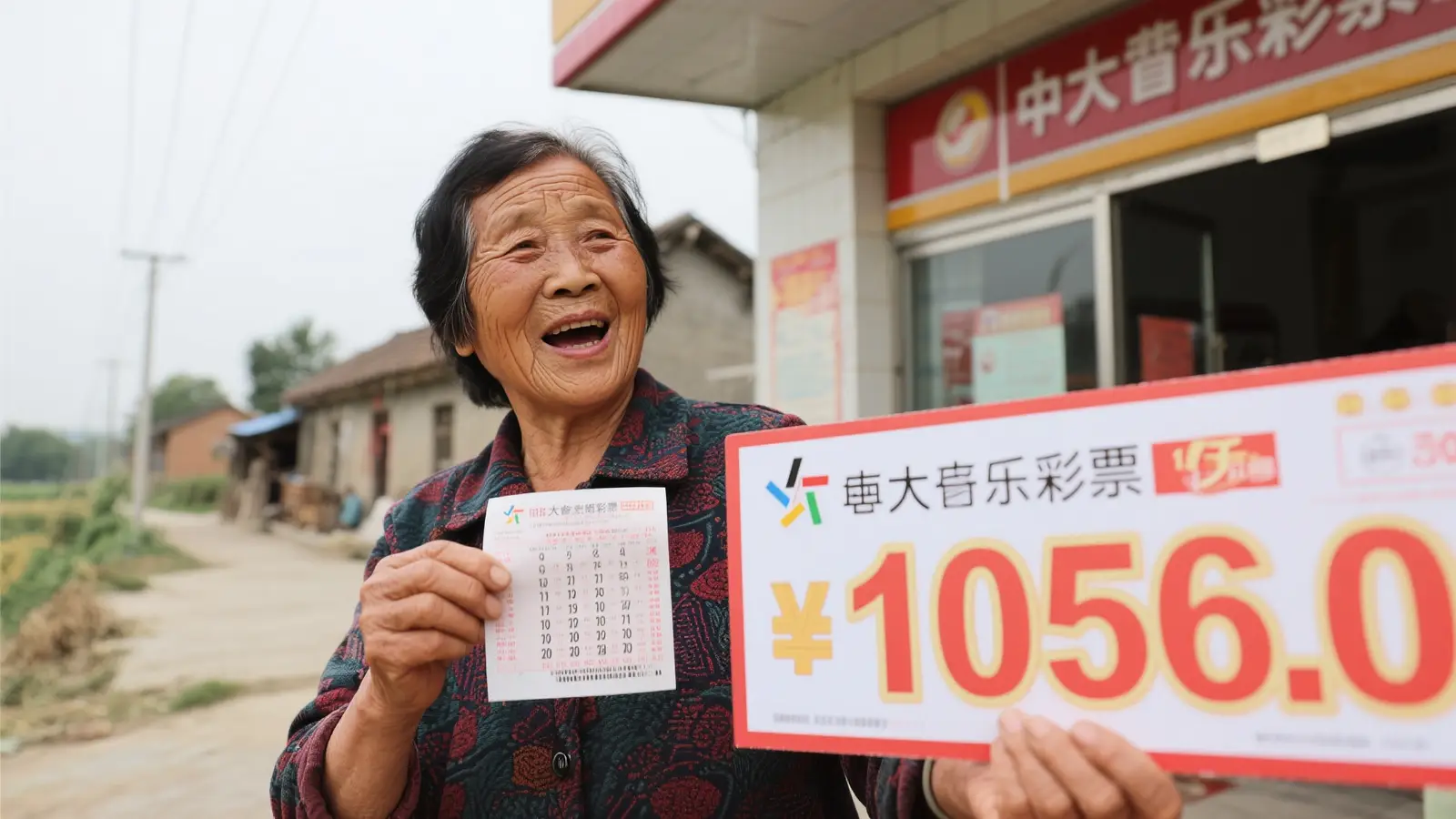 60岁农妇喜中大乐透1056万 全家同行领奖共庆幸福